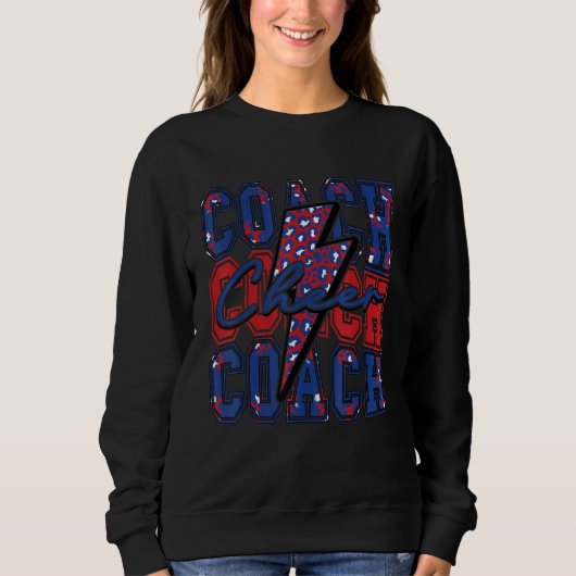 Cheer Coach Lightning Bolt Cheer Leopard Blue Red Sweatshirt (Vorderseite)