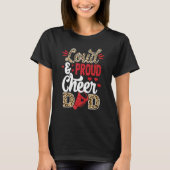 Cheer Dad Biggest Fan Leopard Print And Pom Pom T-Shirt (Vorderseite)
