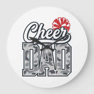 Cheer Dad Camo Pom Vintage Vektordesign_1 Große Wanduhr