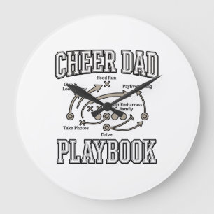 Cheer Dad Playbook Vintage Vector Shirt Design_1 Große Wanduhr