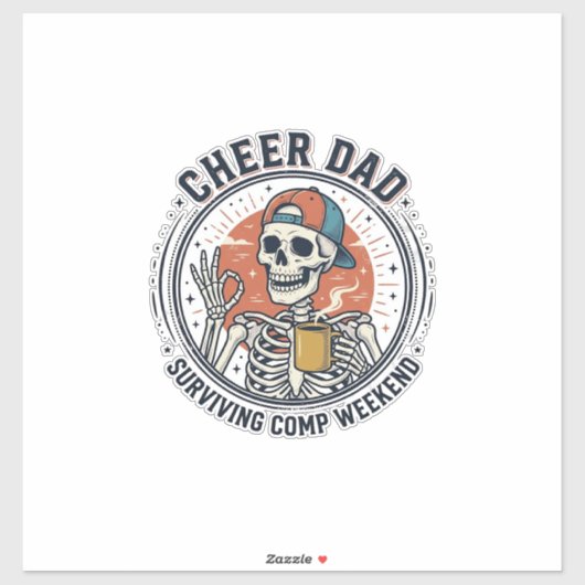 Cheer Dad Surviving Comp Weekend Skeleton Shirt_1 Aufkleber (Blatt)