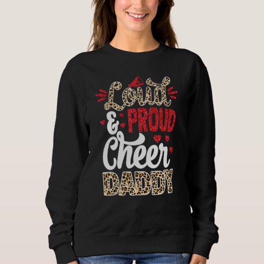 Cheer Daddy Biggest Fan Leopard Print And Pom Pom Sweatshirt (Vorderseite)