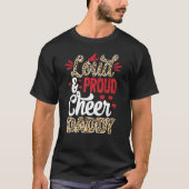 Cheer Daddy Großer Fan Leopard Print und Pom Pom T-Shirt (Vorderseite)