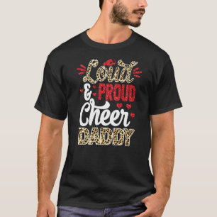 Cheer Daddy Großer Fan Leopard Print und Pom Pom T-Shirt