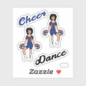 Cheer Dance Pom Stickers (Blue Orange) Aufkleber (Blatt)