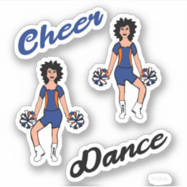 Cheer Dance Pom Stickers (Blue Orange) Aufkleber