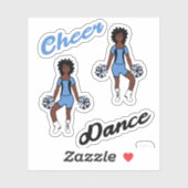 Cheer Dance Pom Stickers (Periwinkle Black) Aufkleber (Blatt)