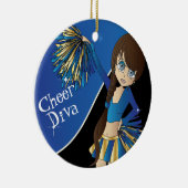 Cheer 📣 💖 Diva Blue Cheerleader Girl Keramikornament (Rechts)