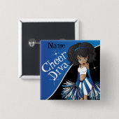 Cheer Diva Cheerleader Girl | DIY Name | Blau Button (Vorne & Hinten)
