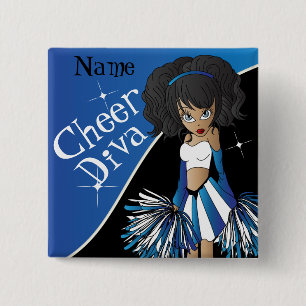 Cheer Diva Cheerleader Girl DIY Name Blau Button