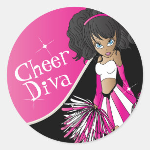 Cheer Diva Girl 📣 Cheerleader in Pink Runder Aufkleber