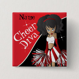 Cheer Diva Girl Cheerleader in Red Button