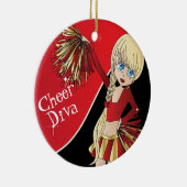 Cheer 📣 💖 Diva Red Cheerleader Girl Keramik Ornament (Rechts)