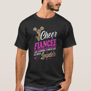 Cheer Fiancée Großer Fan Leopard Print und Pom Po T-Shirt