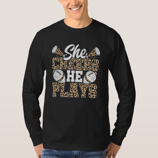Cheer Football Mom Leopard Pattern Football Cheer  T-Shirt (Vorderseite)
