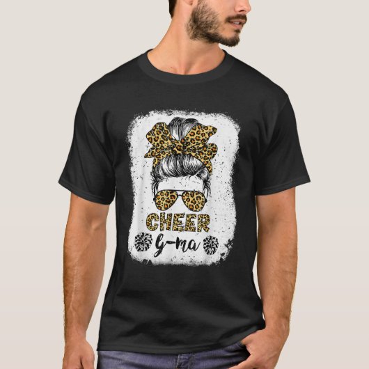Cheer G ma Leopard Messy Bun Cheerleader Bleached T-Shirt (Vorderseite)