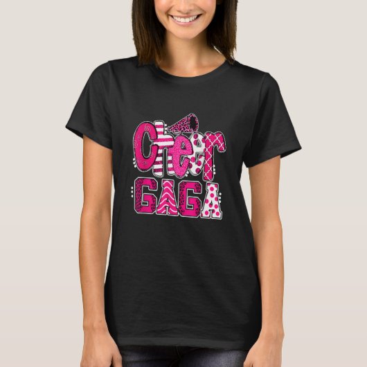 Cheer Gaga Biggest Fan Leopard Print And Pom Pom T-Shirt (Vorderseite)