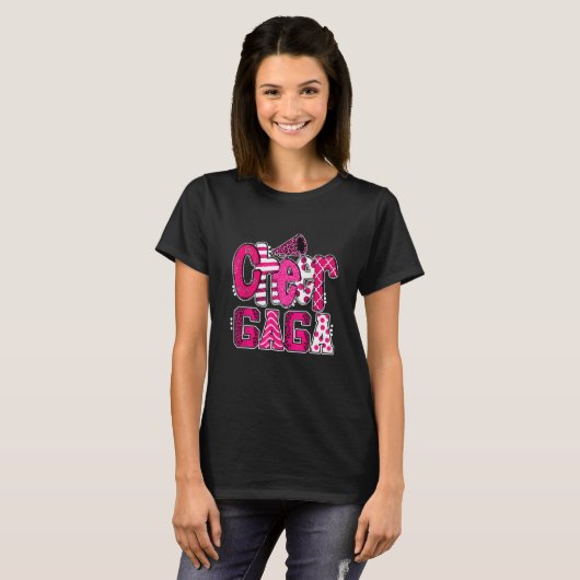 Cheer Gaga Biggest Fan Leopard Print And Pom Pom T-Shirt (Vorne ganz)