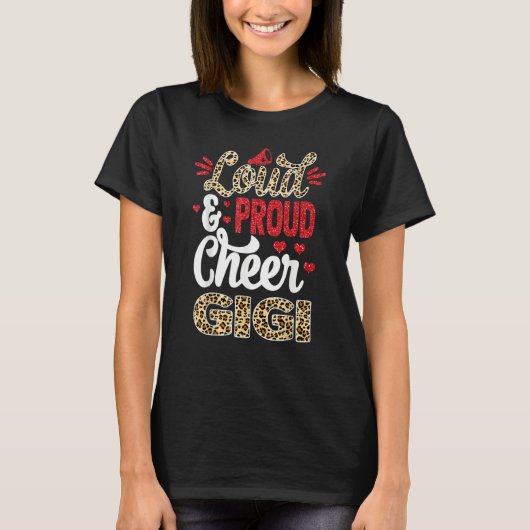 Cheer Gigi Biggest Fan Leopard Print And Pom Pom T-Shirt (Vorderseite)