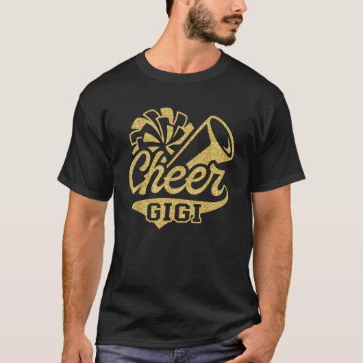 Cheer Gigi Größter Fan Cheerleader Black Yellow Go T-Shirt (Vorderseite)
