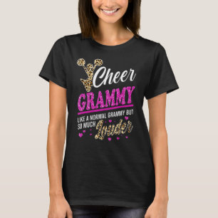 Cheer Grammy Größte Fan Leopard Print und Pom Pom T-Shirt