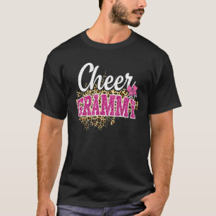 Cheer Grammy Größte Fan Leopard Print und Pom Pom T-Shirt
