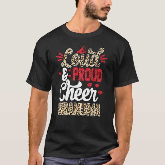 Cheer Grandma Biggest Fan Leopard Print And Pom Po T-Shirt (Vorderseite)