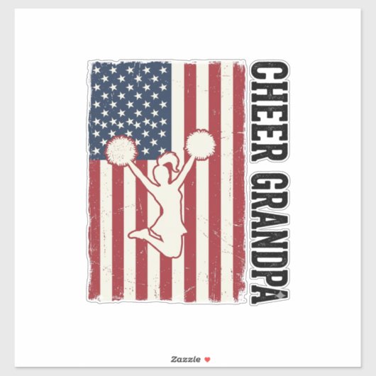Cheer Grandpa Patriotic Vintage Flag Shirt Design_ Aufkleber (Blatt)