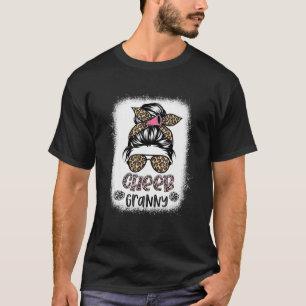 Cheer Granny Leopard Messy Bun Cheerleader Bleache T-Shirt