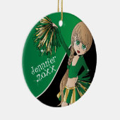 Cheer 📣 💖 Green Cheerleader Girl Keramikornament (Rechts)