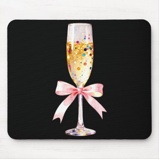 Cheer Happy New Year Coquette Bow Champagne New Ye Mousepad (Vorne)