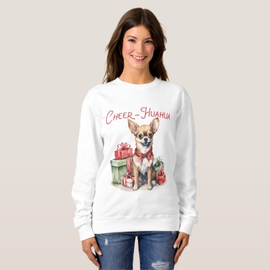 Cheer-Huahua Christmas Chihuahua Sweatshirt (Vorne ganz)