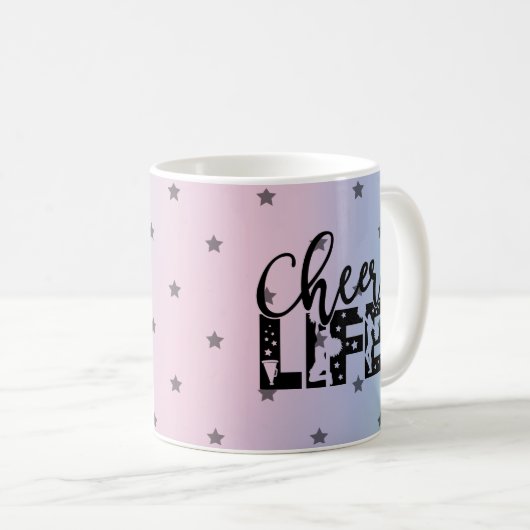 Cheer Life Niedlich & Trendy Cheerleader Typografi Kaffeetasse (VorderseiteRechts)