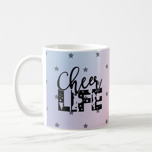 Cheer Life Niedlich & Trendy Cheerleader Typografi Kaffeetasse (Links)