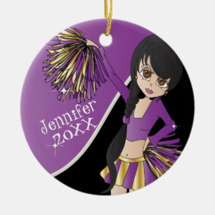 Cheer 📣 💖 Lila Cheerleader Girl Keramikornament
