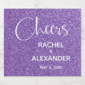 CHEER Lila Glitzer Hochzeitsfeiern Schaumweinetikett (Einzelnes Label)