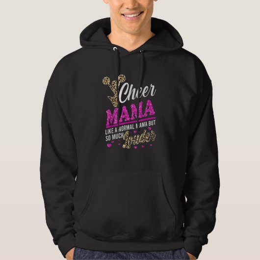 Cheer Mama Biggest Fan Leopard Print And Pom Pom 1 Hoodie (Vorderseite)