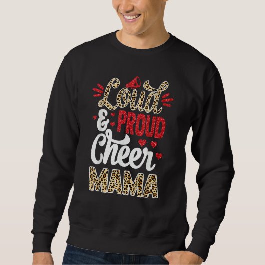 Cheer Mama Biggest Fan Leopard Print And Pom Pom Sweatshirt (Vorderseite)