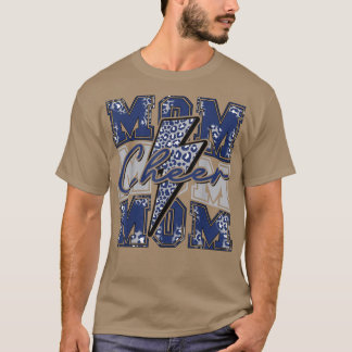 Cheer Mama Blitz Bolt Cheer Leopard Marine Blue T-Shirt