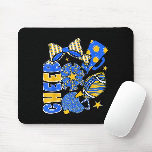 Cheer Mama Blue Cheerleader Game Day Cheer Mama Fo Mousepad (Mit Mouse)