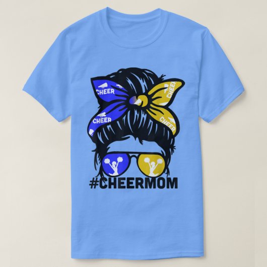 Cheer Mama Blue & Gold Cheerleader Mama Mes T-Shirt (Design vorne)