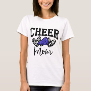 Cheer Mama Cheerleader Mama Leopard Cheetah Messy T-Shirt