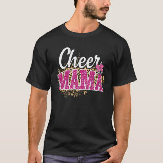 Cheer Mama Größte Fan Leopard Print und Pom Pom T-Shirt