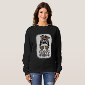Cheer Mama Leopard Messy Bun Cheerleader Bleached Sweatshirt (Vorne ganz)