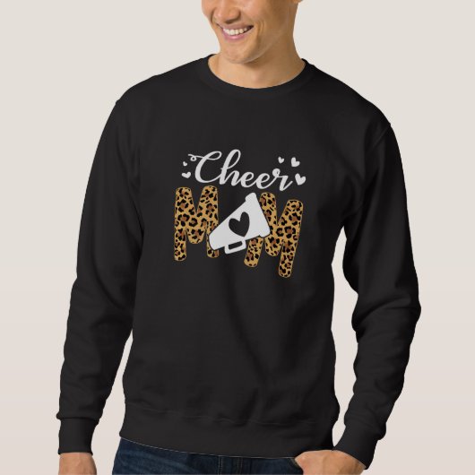 Cheer Mama Leopard Messy Bun Cheerleader Bleached Sweatshirt (Vorderseite)