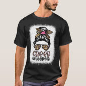 Cheer Mama Leopard Messy Bun Cheerleader Bleached T-Shirt (Vorderseite)