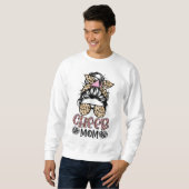 Cheer Mama Leopard Messy Bun Cheerleader Funny Mot Sweatshirt (Vorne ganz)