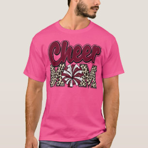 Cheer Mama Maroon Leopard Briefe Cheer Pom Poms 55 T-Shirt