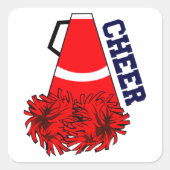Cheer Megaphone Quadratischer Aufkleber (Vorderseite)