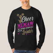 Cheer Memaw Größte Fan Leopard Print und Pom Pom T-Shirt (Vorderseite)